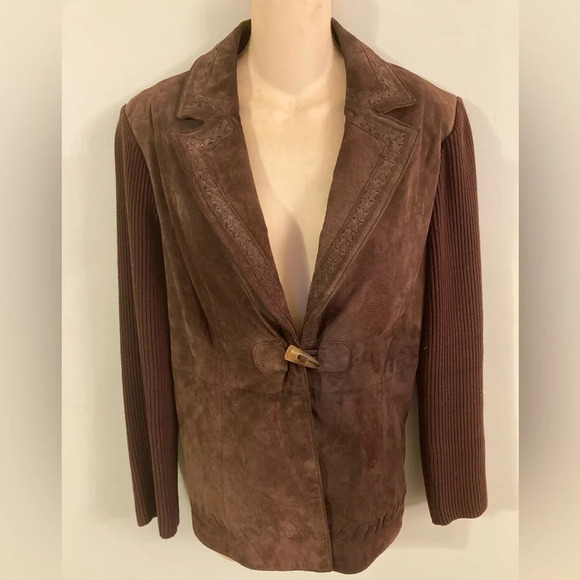 Peter Nygård Brown XL Suede Leather Sweater Jacket - Picture 16 of 16